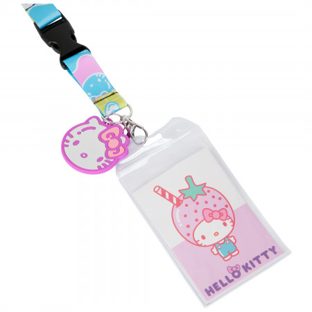 Hello Kitty Sanrio Floral Lanyard w/ Rubber Charm